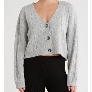 Top shop cable crop cardigan gray size medium